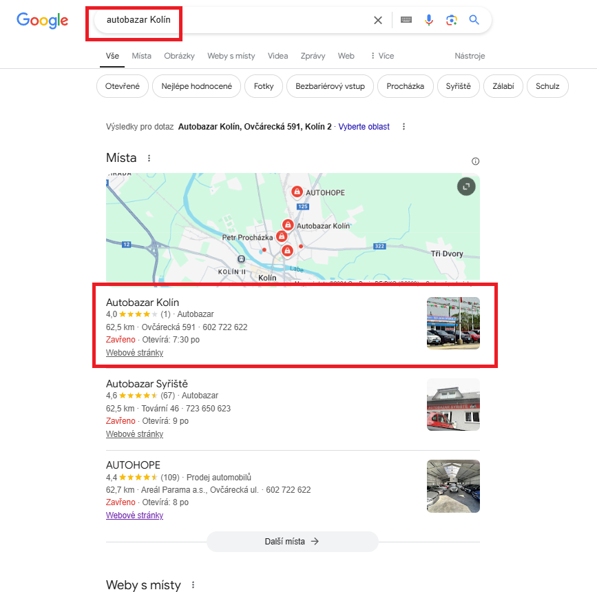Autobazar Kolín - Google profil